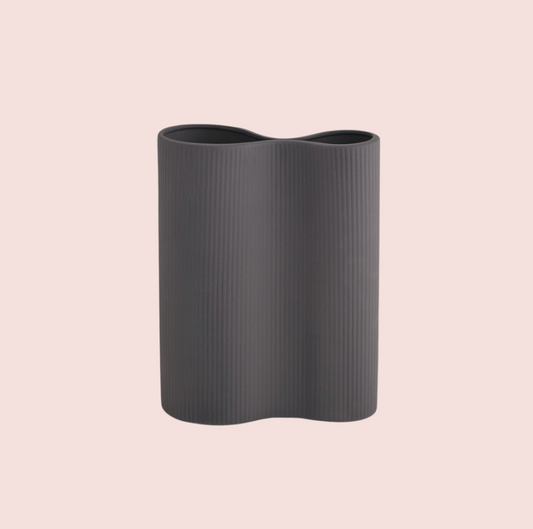 Ribbed Infinity Vase Charcoal