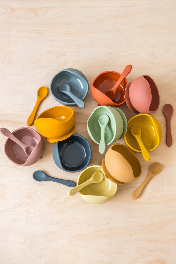 Silicone Bowl + Spoon Set - Beige